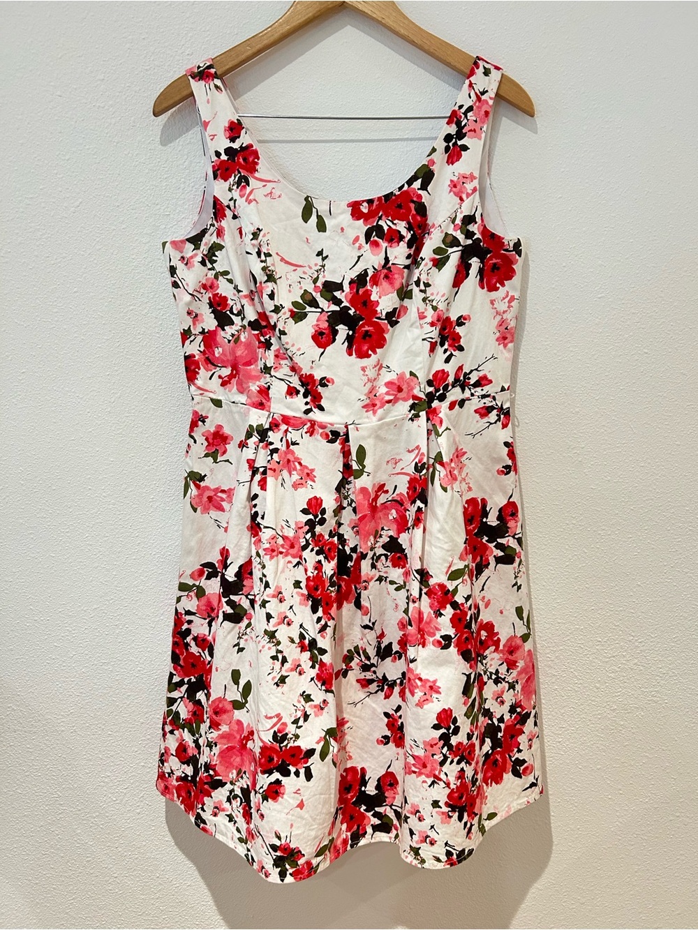 Tiana B White Pink Floral Sleeveless A-Line Dress 12